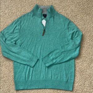 J. Crew Green Zip Up Sweater with Ribbed Texture Med NWT
